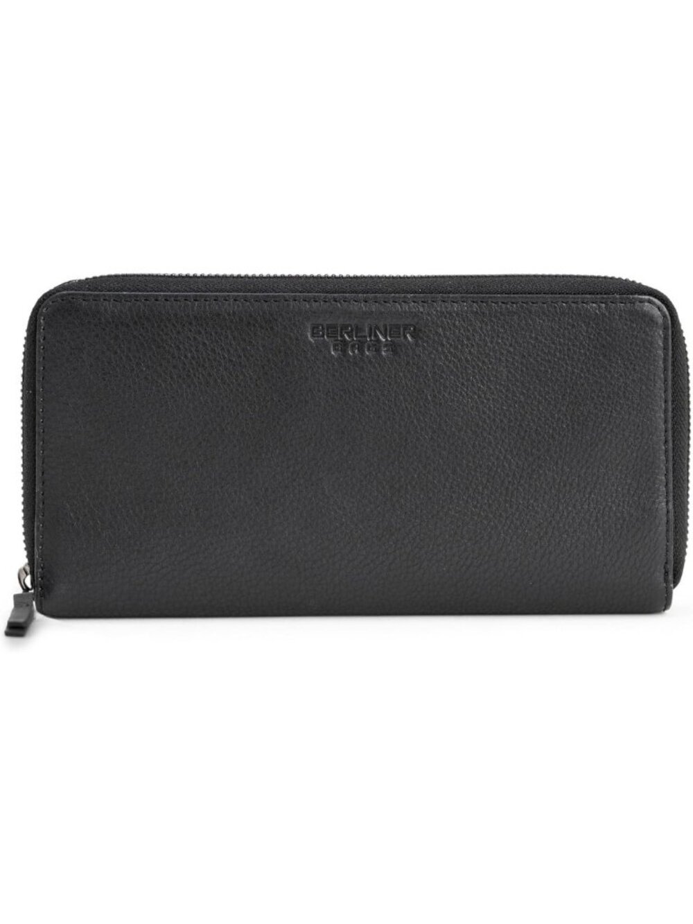 Stylish Full Grain Leather Zip Wallet for Women - Black, Perfect Gift Boxed
